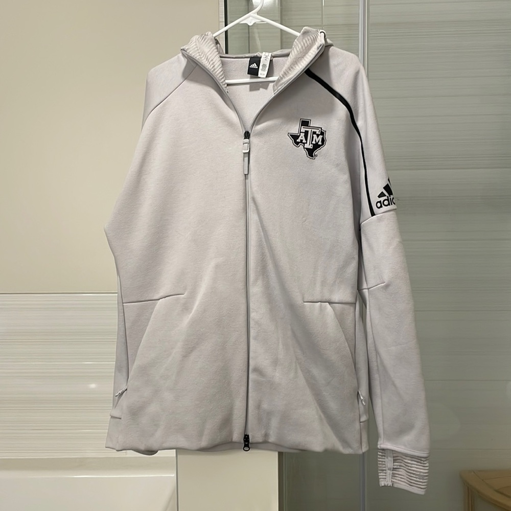 Adidas Texas A&M University Zip Up Hoodie, Gray, Size XL